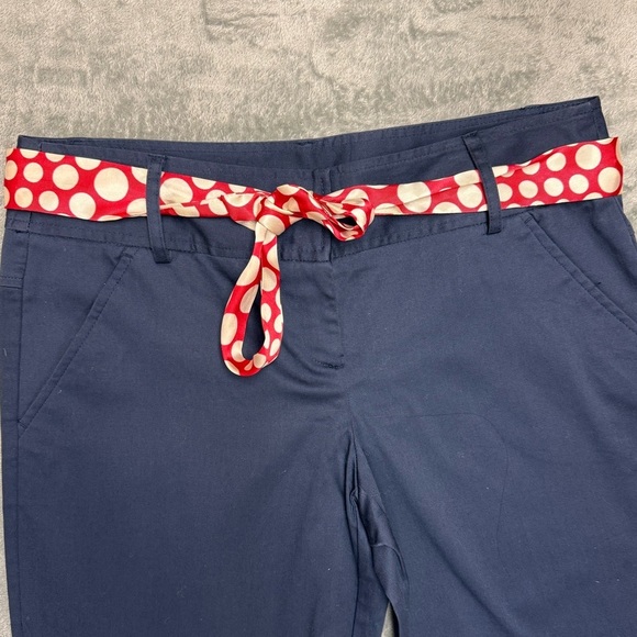 NWT Copper Key Navy Cotton Capri Pants w/ Red Cream Polka Dot Sash - Size 7 - Picture 2 of 15